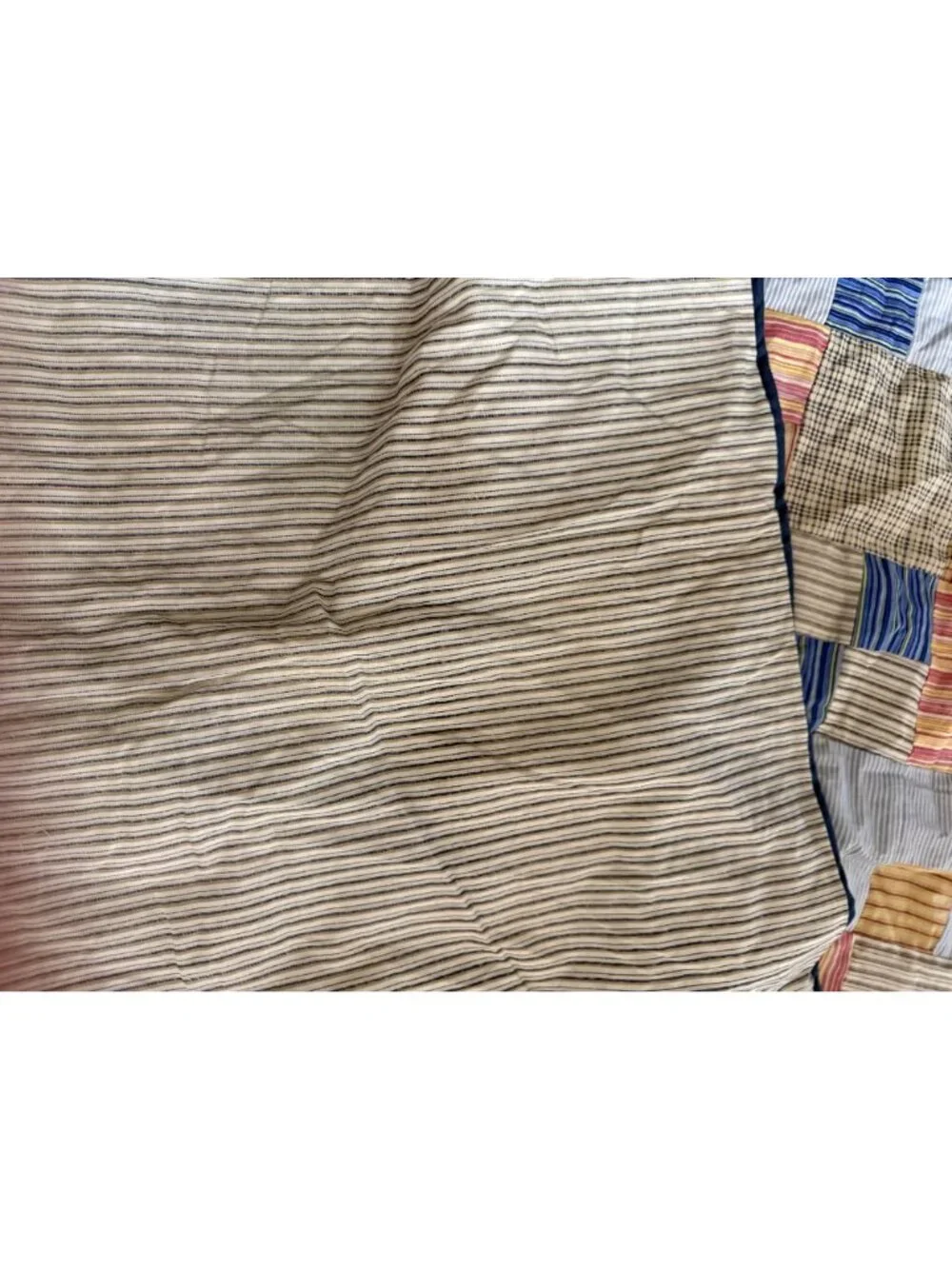 Vintage Striped Patchwork Cotton Quilt Throw Blanket Wheelchair Rustic Farmhouse